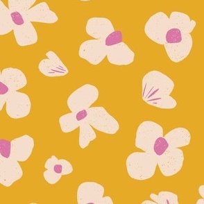 (M) Sweet Fleur_ flower _ floral in _ golden yellow _ cream and pink