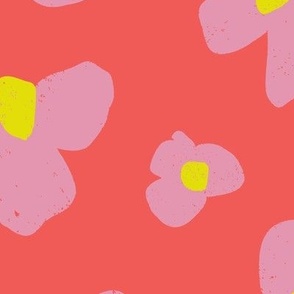 Extra Large Sweet Fleur_ flower _floral in _ pink, cherry red and neon yellow