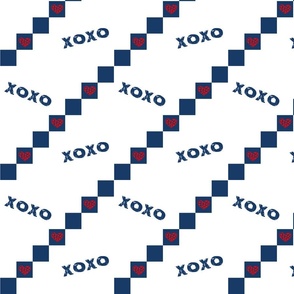 XO Blue heart print medium scale