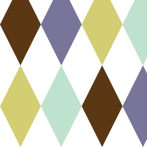 Harmonious Harlequins - chocolate, lavender, olive, mint (large  scale)