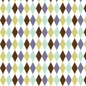Harmonious Harlequins - chocolate, lavender, olive, mint (small  scale)