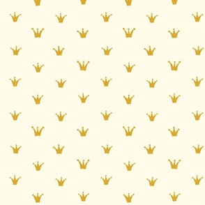 tiny golden ochre hand drawn crowns on cream - large