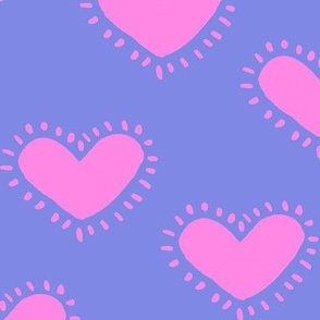 simple pink heart repeat pattern with light blue background