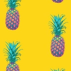 Retro Pop Art Pineapples on Yellow