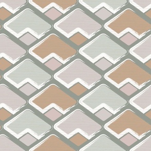 (M) horizontal rhombus in brown, beige and ash grey with texture on ash grey