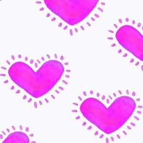 Simple purple heart watercolor pattern white background