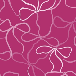 (L) Coquette Pink Bows on a dark pink background pattern
