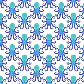 Small Tribal Octopus Blues on White