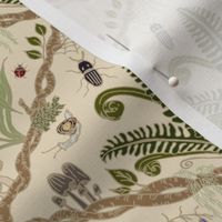 Beneath the Trees Botanical Damask | Ancient Woodland | Forest Floor Flora and Fauna