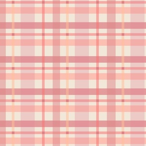 berry pink gingham plaid with peach accents
