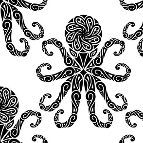 Large Black Tribal Octopus