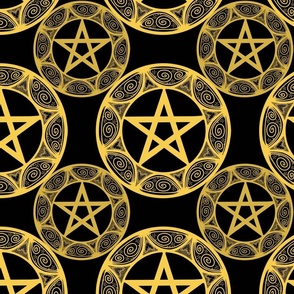 Pentagrams Gold on Black
