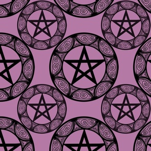 Pentagrams Black on Pink