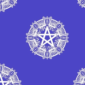  Tulip Pentagram White on Blue