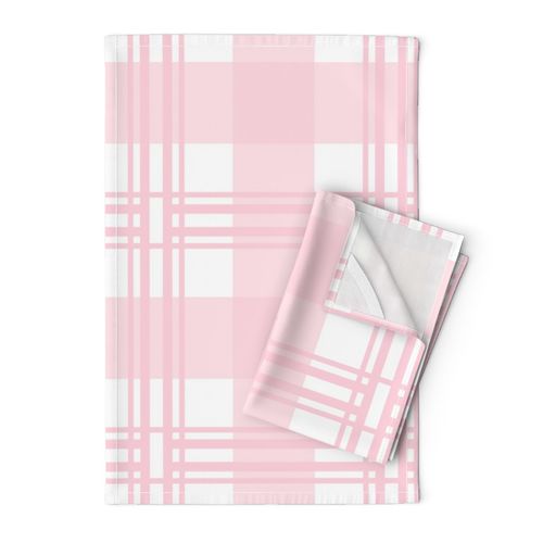 Large Plaid Millennial Pink and White