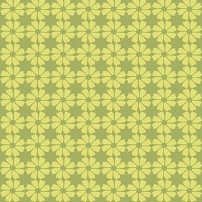 Flower Power in Small Scale Yellow on green