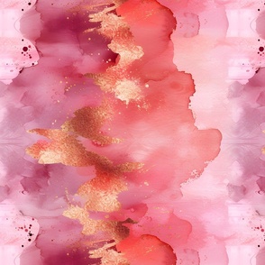 Pink & Gold Abstract Watercolor  