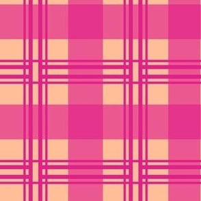 Small Plaid Peach Fuzz Barbie Pink