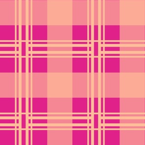 Large Plaid Barbie Pink Peach Fuzz