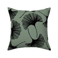 Gingko Leaves in Black and Sage Green