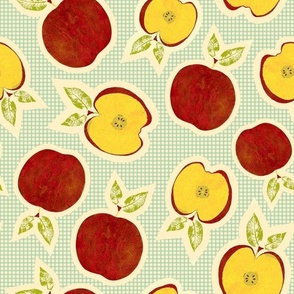 Apples on Vintage Gingham 