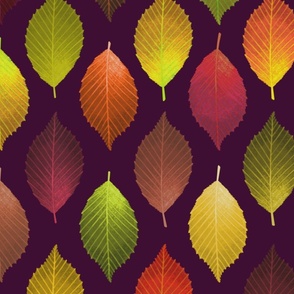 Colors of Fall Elm Leaf Pattern in Purple
