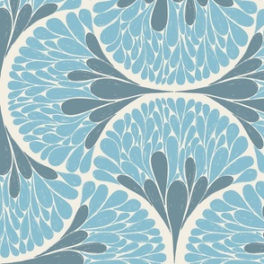 Abstract Mod Ogee Floral Large Blue  
