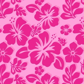 Soft Pinks with Surfer Girl Hot Pink Hawaiian Flowers -Small Size