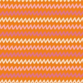 Blissful zigzag stripes - pink on orange!