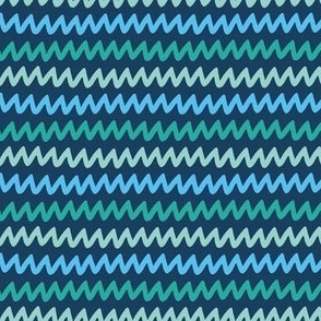Blissful zigzag stripes - blue and greens!