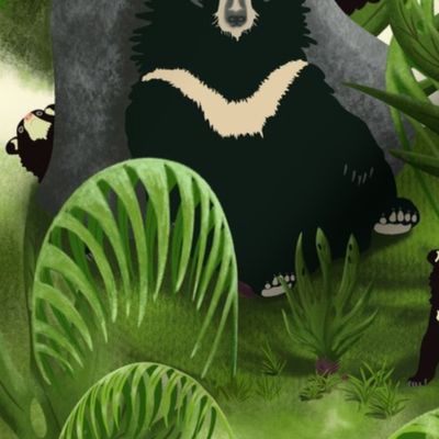 Moon Bears in Asian Forest