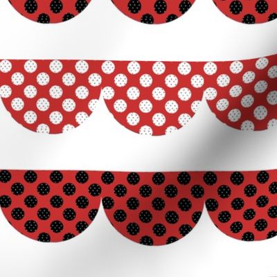 Polka Dotted Scallops in Red White and Black 1
