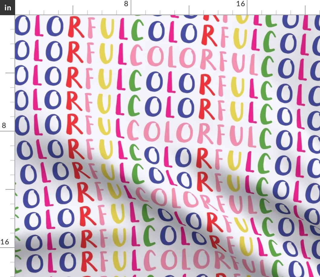 Colorful Modern Hand Lettered Striped Word Pattern in Pink Blue Red Yellow and Green
