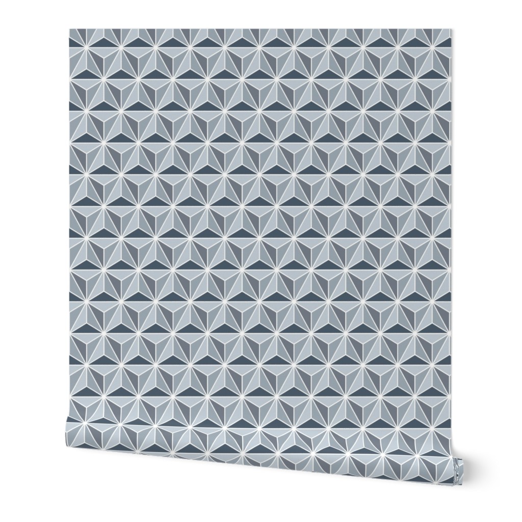 Bigger Polyhedral Geometric Silver Grey Triangles