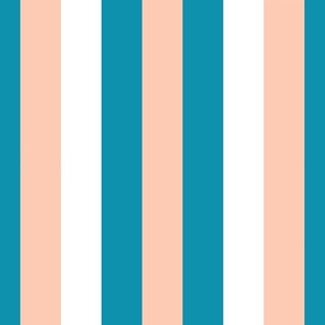 Modern Stripes Harmony: A Blend of Teal and Coral Hues