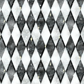 Silver Chic Harlequin -- Black and White Silver -- Textured Silver Grey Black White Glitter Harlequin Diamonds -- Black and Gold Harlequin Coordinate -- 12.74in x 10.60in -- 400dpi (38% of Full Scale)