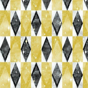 Boxed Diamond Harlequin -- Gold, Black and White Harlequin diamonds and rectangles -- Black and Gold Harlequin Coordinate -- 12.74in x 10.60in -- 400dpi (38% of Full Scale)