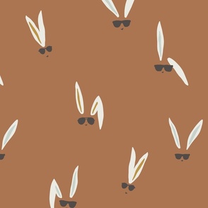 cool rabbits on sienna brown