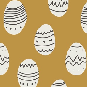 easter eggs on mustard yellow