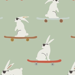 skateboard rabbits x mint green
