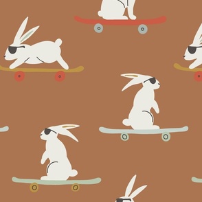 skateboard rabbits on sienna brown
