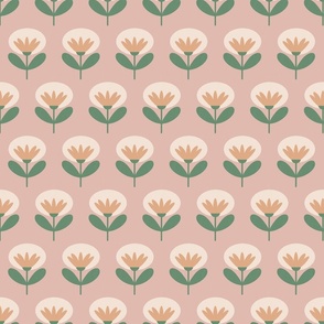 Pink & Green Retro Floral Pattern: 70s Flowers