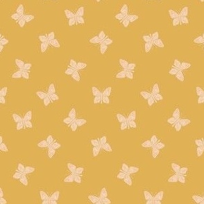 Golden Flutter // Medium Scale // Golden Yellow and Cream with Pink Accents