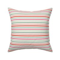 Garden Stripes // Medium Scale // Turquoise, Teal, Orange-Red, Pink