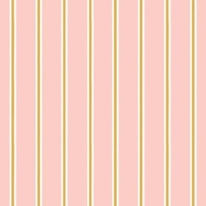 Elegance in Stripes // Medium Scale // Blush Pink, Golden Yellow, and Cream