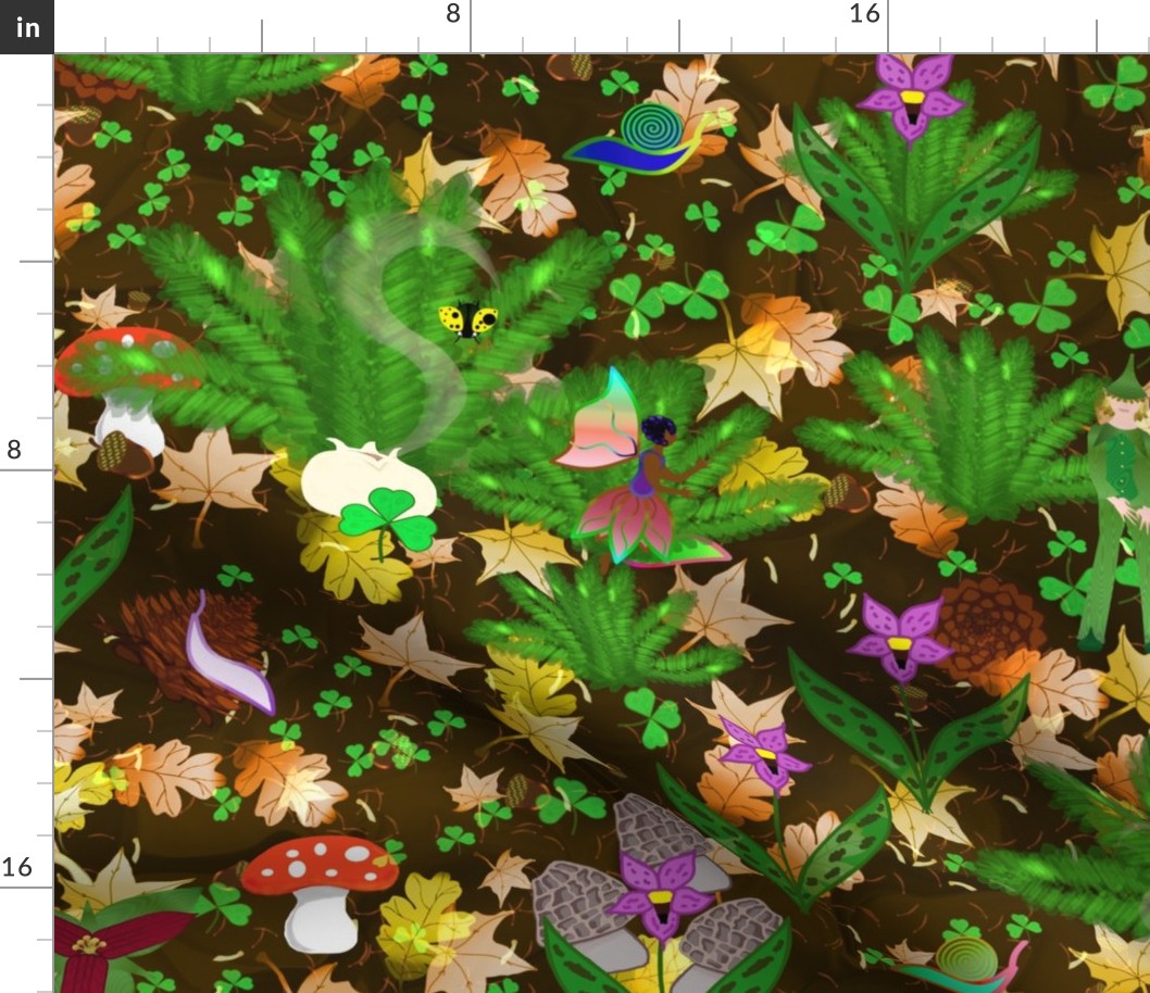 Fairy Forest Floor - 40" repeat fabric, 24" repeat wall paper 