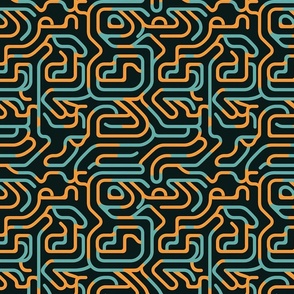 Neon Trails - Contemporary Labyrinth Fabric Design