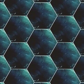 Marbled Ocean Hexagons with White Outline