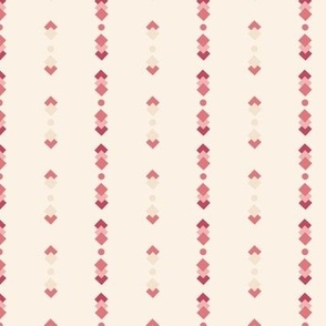 Modern Heart - Square Diamond Stripe in Strawberry Cream