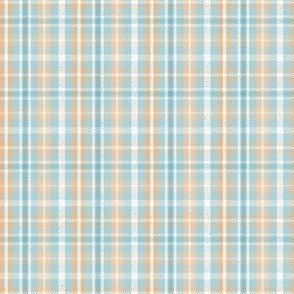 Small scale classic two tone plaid in soft peach and aqua blue, for nursery decor, wallpaper, kids bed linen, coastal interiors and tablecloths.